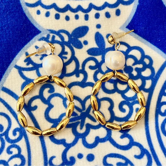 Pearl and Rice Bead Earrings - Picture 9 of 13